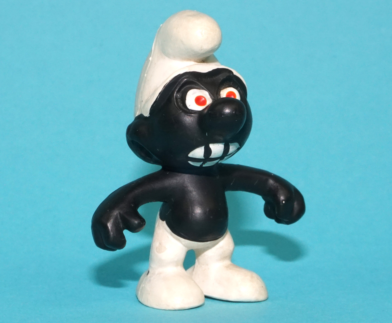 SMURFS 20007 ANGRY GNAP SMURF SMALL MOLD BLACK TEETH NO COO PEYO HOLES 1966 SCHLEICH - Image 2