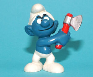SMURFS 20087 WOODCUTTER SMURF WITH AXE HONG KONG COO 1975 SCHLEICH