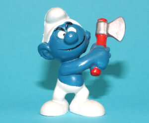 SMURFS 20087 WOODCUTTER SMURF WITH AXE HONG KONG COO 1975 SCHLEICH