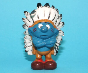 SMURFS 20144 NATIVE AMERICAN INDIAN CHIEF SMURF HONG KONG COO 1981 SCHLEICH