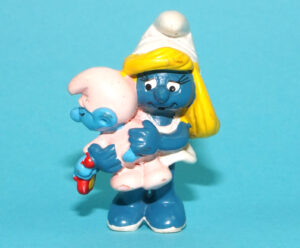 SMURFS 20192 SMURFETTE & BABY SMURF HONG KONG COO 1984 SCHLEICH