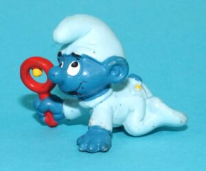 SMURFS 20203 BLUE BABY SMURF WITH RATTLE 1984 SCHLEICH