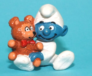 SMURFS 20205 BABY SMURF WITH TEDDY BEAR 1985 SCHLEICH