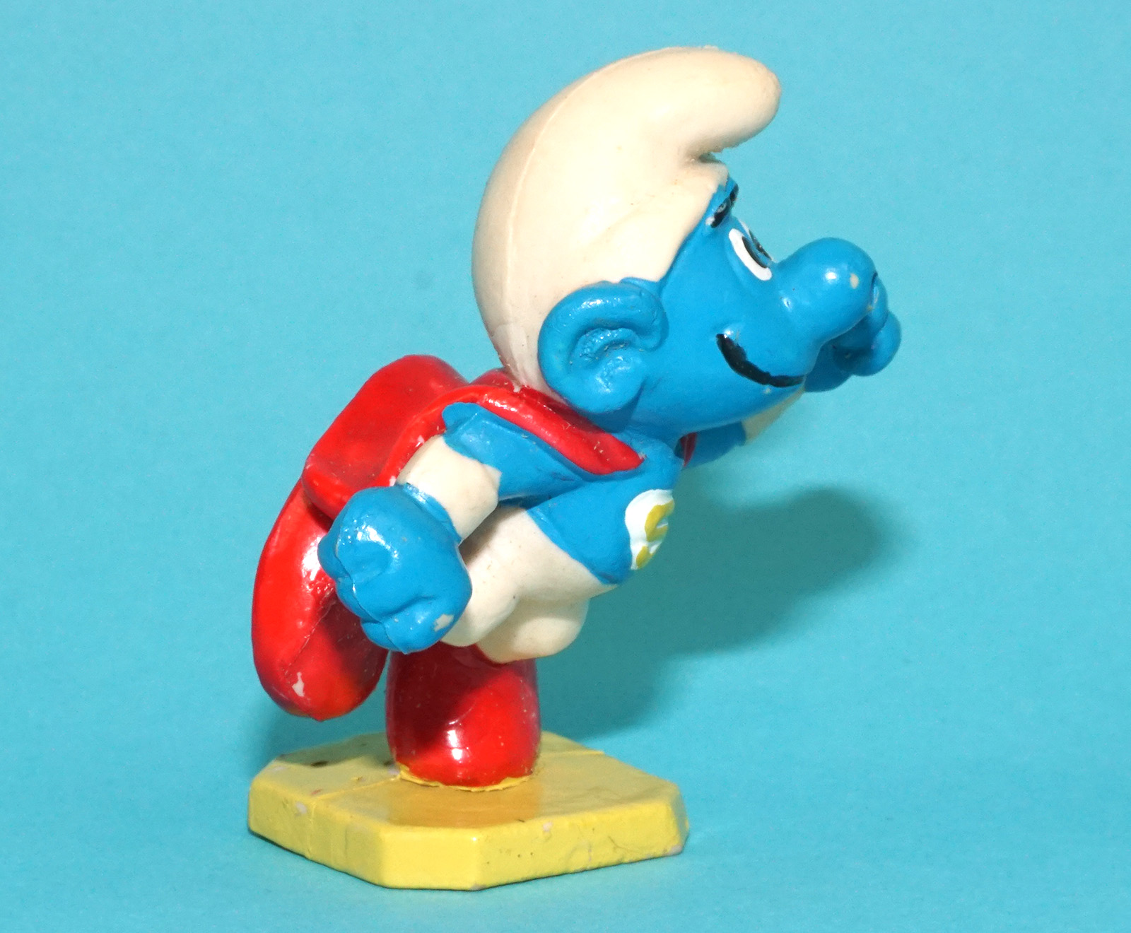 SMURFS KNOCK-OFF 20119 SMURFERMAN SUPERMAN SMURF NO COO SPANISH KO 1980s BOOTLEG - Image 2