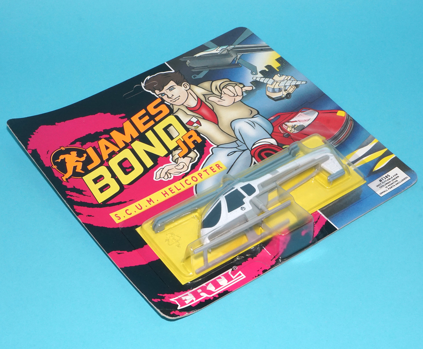JAMES BOND JR DIECAST S.C.U.M. HELICOPTER MOC MOSC UK EURO CARD 1992 ERTL - Image 3