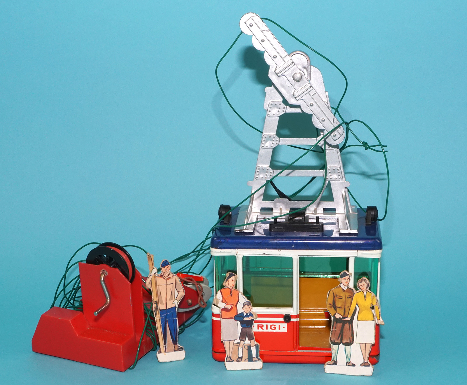 RIGI 900 CABLE CAR TIN TOY BOXED BOX SET + ANOTHER 1960s LEHMANN W. GERMANY - Image 8