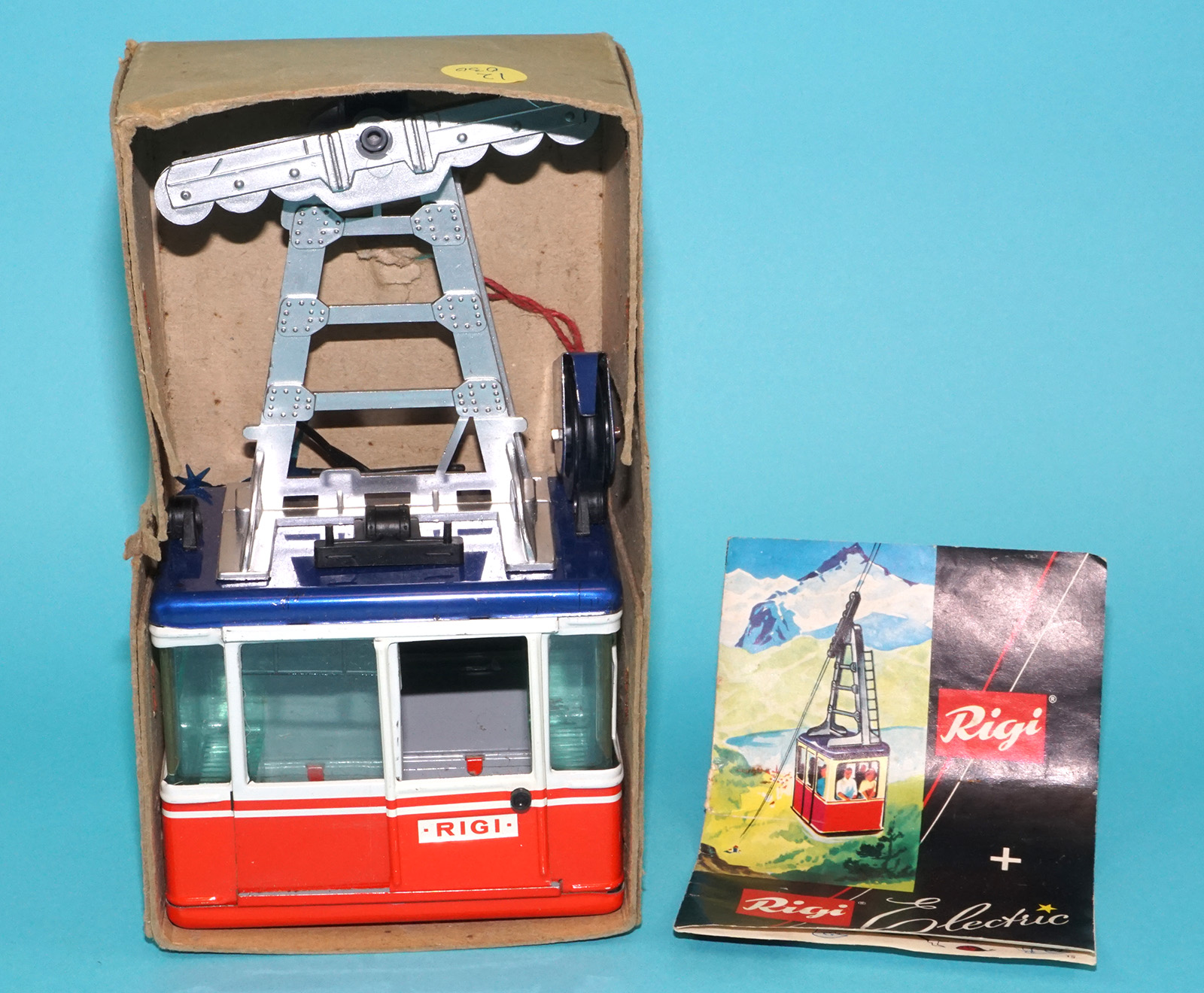 RIGI 900 CABLE CAR TIN TOY BOXED BOX SET + ANOTHER 1960s LEHMANN W. GERMANY - Image 9