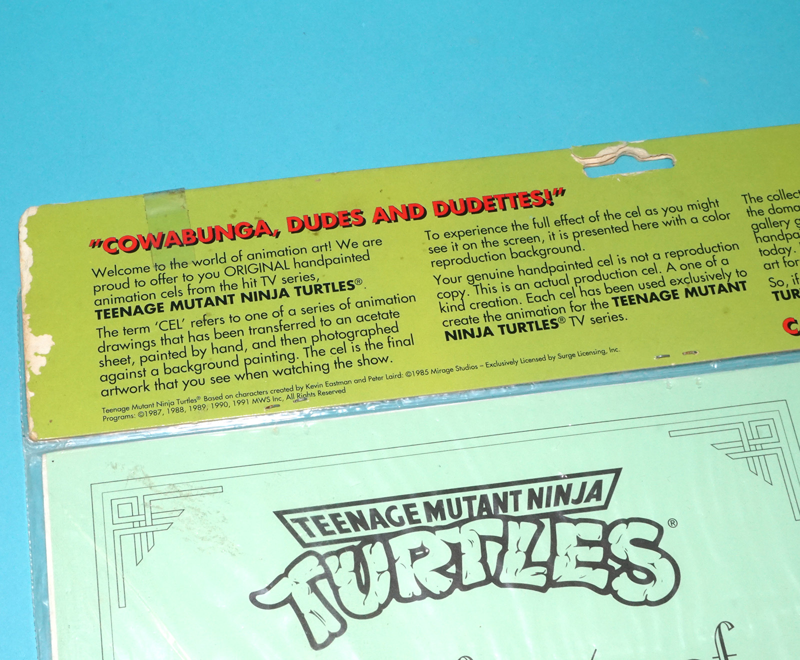 TMNT TEENAGE MUTANT NINJA TURTLES ORIGINAL ANIMATION ART MOC MOSC SEALED BAG 1991 MURAKAMI WOLF SWENSON - Image 4