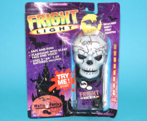FRIGHT LIGHT MONSTER FLASHLIGHT SKULL MOC EURO CARD 1990s HELLO FOLLY CHINA READ