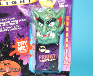 FRIGHT LIGHT MONSTER FLASHLIGHT OGRE MOC MOSC EURO CARD 1990s HELLO FOLLY CHINA READ