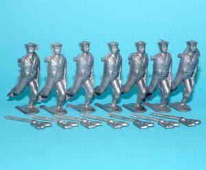 MOORVALE MODELS HOLLOWCAST UNPAINTED LEAD CASTING SOLDIERS NAVY SAILORS (7X) 1:32 SCALE BRITAINS TIMPO JOHILLCO