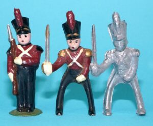 MOORVALE MODELS HOLLOWCAST PAINT SAMPLE SOLDIERS TOY TOWN (3X) 1:32 SCALE WENDAL KEW BRITAINS TIMPO JOHILLCO