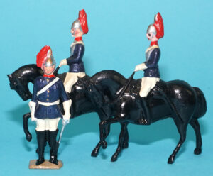 MOORVALE MODELS HOLLOWCAST PAINT SAMPLE SOLDIERS KING’S HORSE GUARDS (3X) 1:32 SCALE TIMPO JOHILLCO BRITAINS
