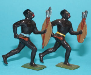 MOORVALE MODELS HOLLOWCAST PAINT SAMPLE SOLDIERS ZULU WARRIORS (2X) 1:32 SCALE TIMPO JOHILLCO BRITAINS