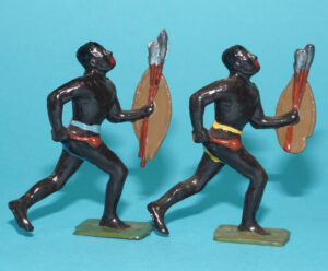 MOORVALE MODELS HOLLOWCAST PAINT SAMPLE SOLDIERS ZULU WARRIORS (2X) 1:32 SCALE TIMPO JOHILLCO BRITAINS
