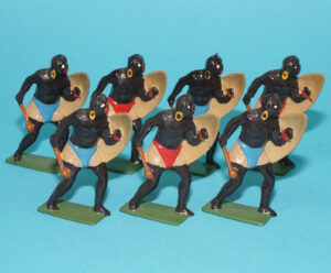 MOORVALE MODELS HOLLOWCAST PAINT SAMPLE SOLDIERS ZULU WARRIORS (7X) 1:32 SCALE TIMPO JOHILLCO BRITAINS