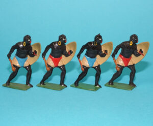 MOORVALE MODELS HOLLOWCAST PAINT SAMPLE SOLDIERS ZULU WARRIORS (7X) 1:32 SCALE TIMPO JOHILLCO BRITAINS