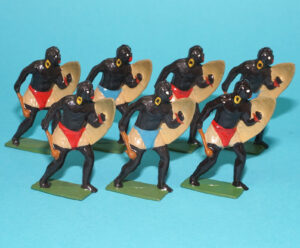 MOORVALE MODELS HOLLOWCAST PAINT SAMPLE SOLDIERS ZULU WARRIORS (7X) 1:32 SCALE TIMPO JOHILLCO BRITAINS
