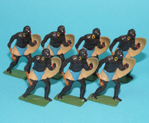 MOORVALE MODELS HOLLOWCAST PAINT SAMPLE SOLDIERS ZULU WARRIORS (7X) 1:32 SCALE TIMPO JOHILLCO BRITAINS