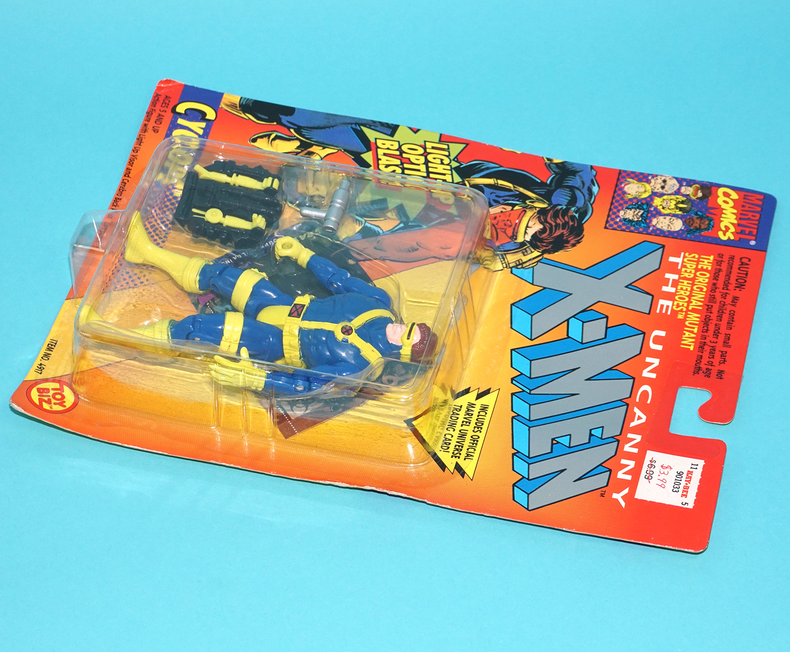 MARVEL X-MEN THE UNCANNY CYCLOPS LIGHT-UP OPTIC BLAST MOC MOSC US CARD 1993 TOY BIZ - Image 5
