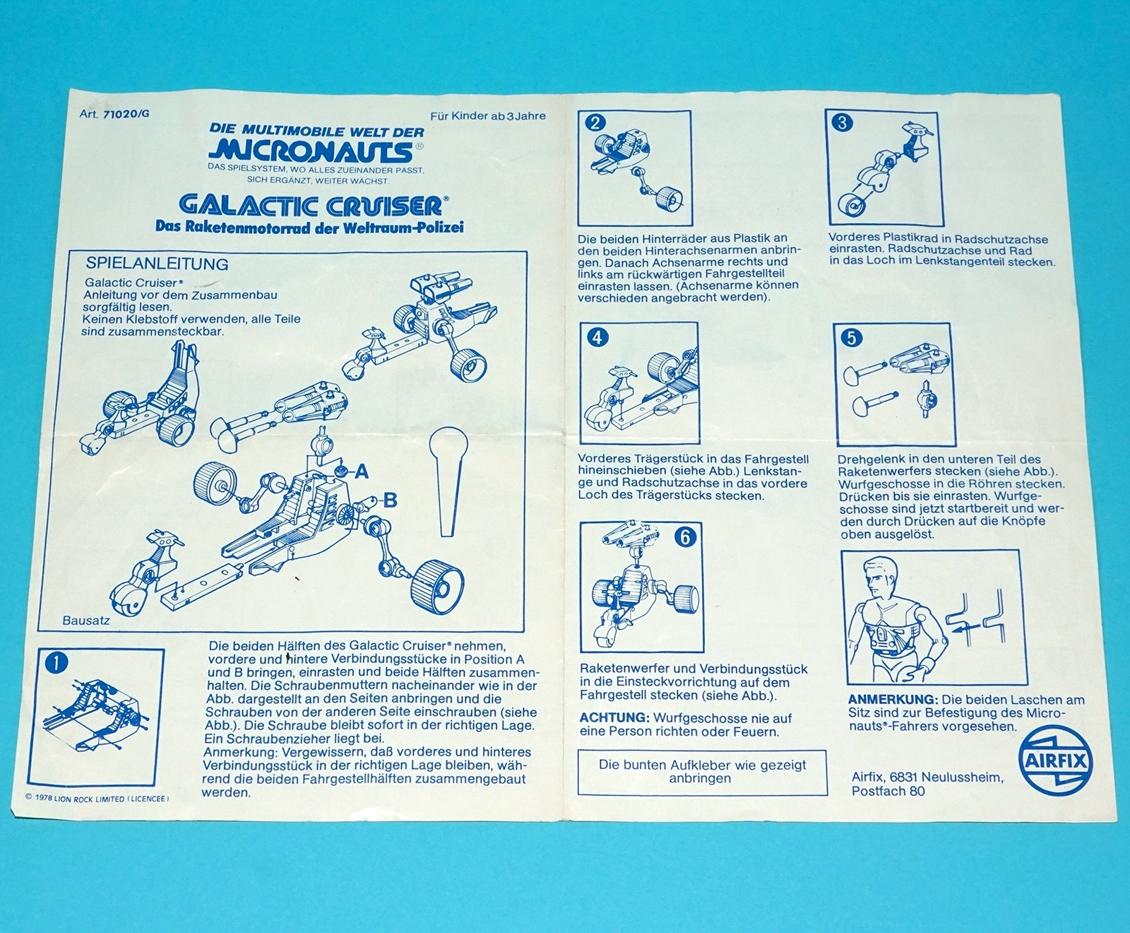 MICRONAUTS ORIGINAL SPARE INSTRUCTIONS GALACTIC CRUISER USA 1978 MEGO CORP LION ROCK - Image 4