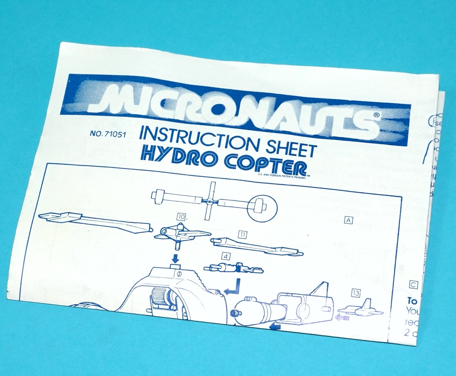 MICRONAUTS ORIGINAL SPARE INSTRUCTIONS HYDRO COPTER EURO 1976 AIRFIX MEGO CORP LION ROCK - Image 5