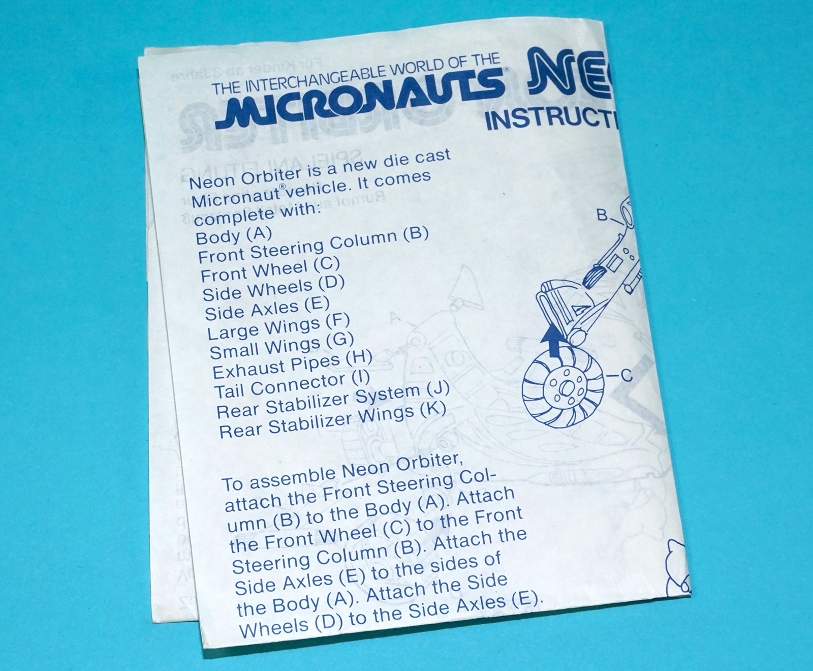 MICRONAUTS ORIGINAL SPARE INSTRUCTIONS NEON ORBITER USA 1978 MEGO CORP LION ROCK - Image 4