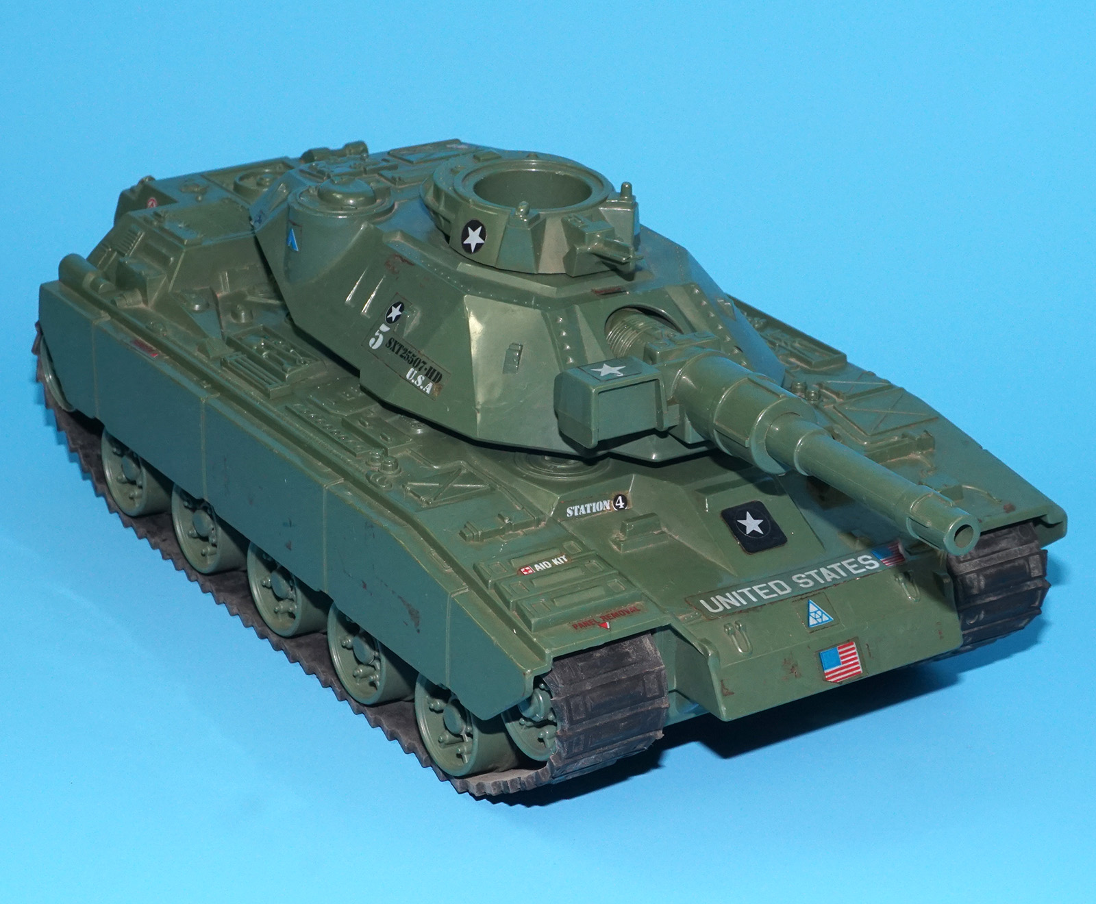 1982 GI JOE MOBAT MOTORIZED BATTLE TANK NEAR COMPLETE SOLID TRACKS HASBRO WORKS! - Image 2