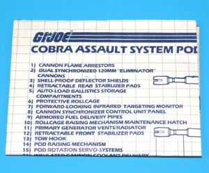 1984 GI JOE COBRA ASP A.S.P. SPARE BLUEPRINT INSTRUCTIONS HASBRO