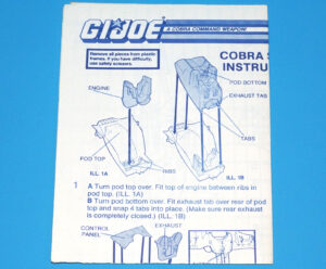 1987 GI JOE SEA RAY SPARE BLUEPRINT INSTRUCTIONS US USA HASBRO