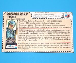 1983 GI JOE AIRBORNE v1 UNCUT FILE CARD FILECARD RED BACK MAIL-IN US USA 1986 HASBRO DIRECT