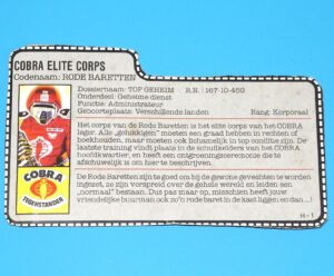 1985 GI JOE CRIMSON GUARD v1 FILE CARD FILECARD NL DUTCH HASBRO