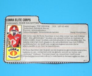 1985 GI JOE CRIMSON GUARD v1 FILE CARD FILECARD NL DUTCH HASBRO