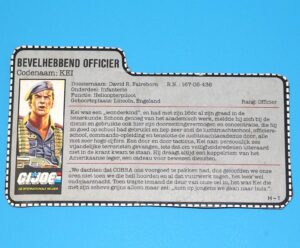 1985 GI JOE FLINT v1 FILE CARD FILECARD NL DUTCH HASBRO