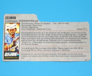 1985 GI JOE SHIPWRECK v1 FILE CARD FILECARD NL DUTCH HASBRO