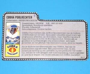 1985 GI JOE SNOW SERPENT v1 FILE CARD FILECARD NL DUTCH HASBRO