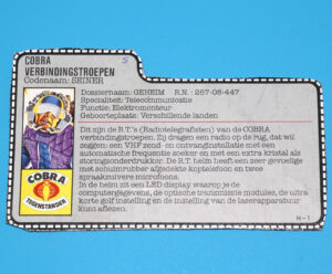 1985 GI JOE TELE-VIPERS v1 FILE CARD FILECARD NL DUTCH HASBRO