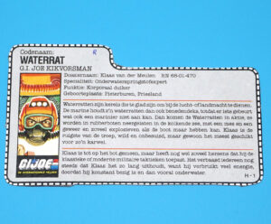 1986 GI JOE WET-SUIT v1 FILE CARD FILECARD NL DUTCH HASBRO