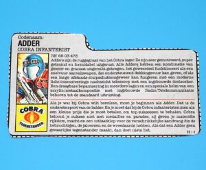 1986 GI JOE VIPER v1 FILE CARD FILECARD NL DUTCH HASBRO