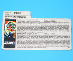 1987 GI JOE BF2000 KNOCKDOWN v1 FILE CARD FILECARD NL FR BENELUX HASBRO