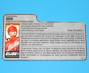1987 GI JOE JINX v1 FILE CARD FILECARD NL DUTCH HASBRO