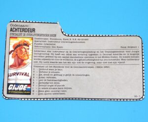 1987 GI JOE OUTBACK v1 FILE CARD FILECARD NL DUTCH HASBRO