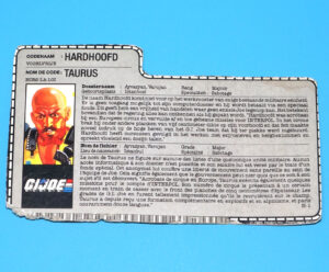 1987 GI JOE SGT SLAUGHTERS RENEGADES TAURUS v1 FILE CARD FILECARD NL FR BENELUX