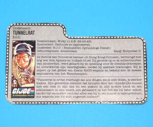 1987 GI JOE TUNNEL RAT v1 FILE CARD FILECARD NL DUTCH HASBRO