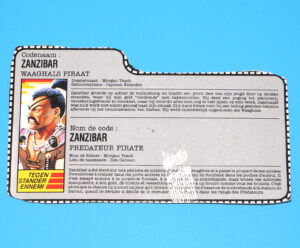 1987 GI JOE ZANZIBAR v1 FILE CARD FILECARD NL FR BENELUX HASBRO