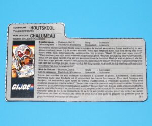 1988 GI JOE CHARBROIL v1 FILE CARD FILECARD NL DUTCH HASBRO
