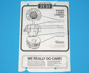 STAR WARS ROTJ RADAR LASER CANNON ORIGINAL SPARE INSTRUCTIONS 1982 KENNER
