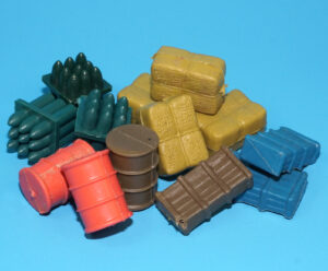 NATIONAL DEFENSE ORIGINAL SPARE PART LOT CRATES BARRELS AMMO 1985 AGGLO GEN PATCH A-TEAM