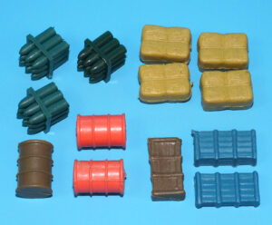 NATIONAL DEFENSE ORIGINAL SPARE PART LOT CRATES BARRELS AMMO 1985 AGGLO GEN PATCH A-TEAM