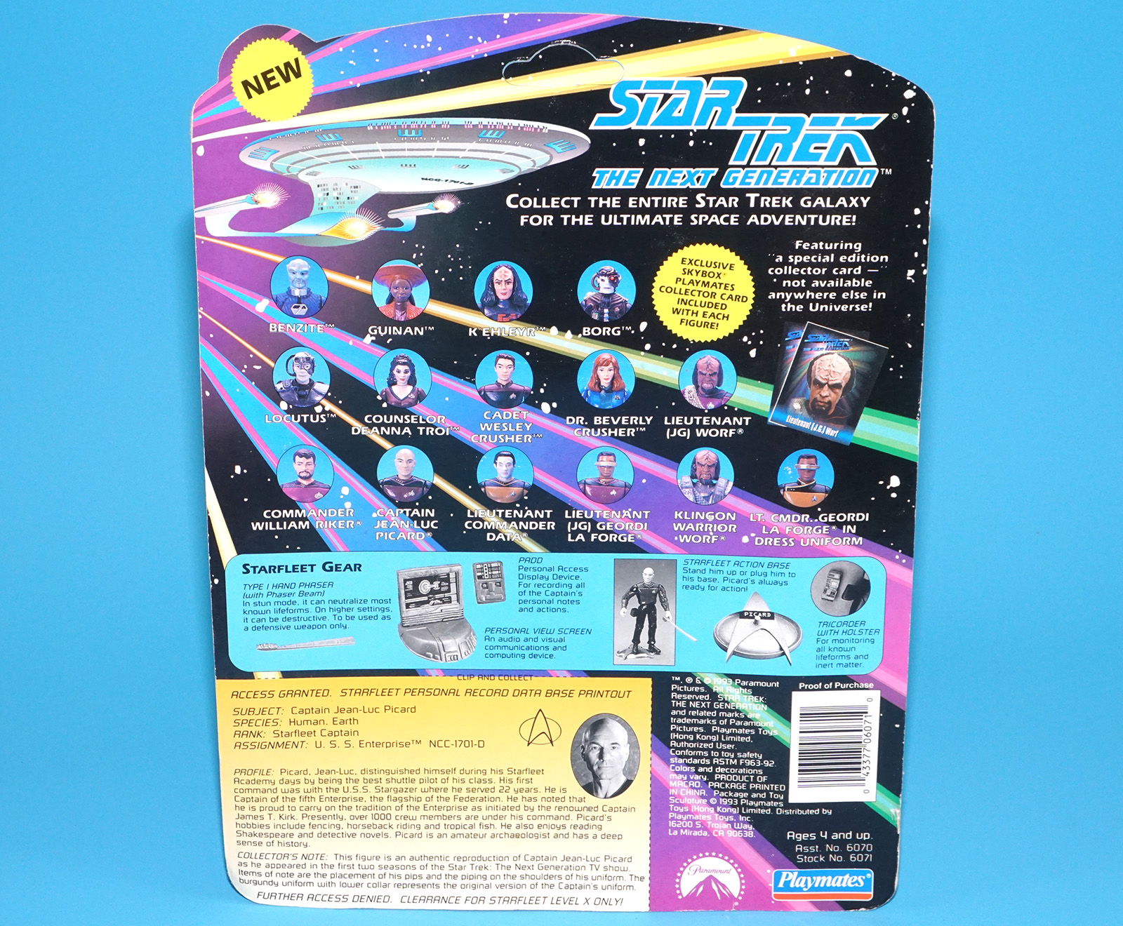 STAR TREK TNG NEXT GENERATION CAPTAIN JEAN-LUC PICARD MOC MOSC US CARD 1993 PLAYMATES - Image 7